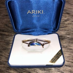 22K Gold Plated Paua Shell Dolphin Bangle